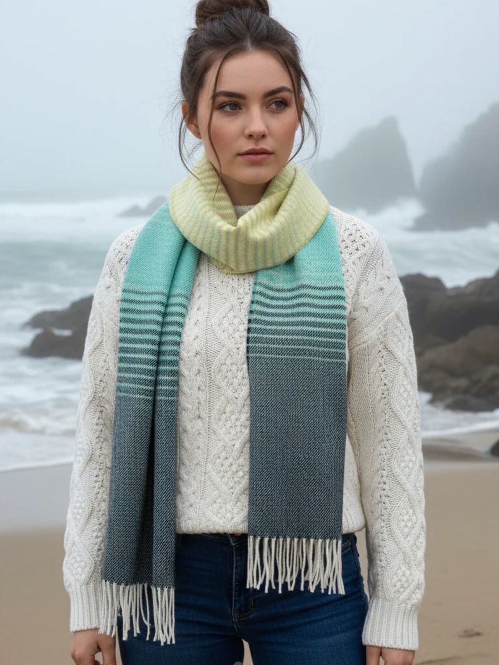 McNutt of Donegal Jasmine Ombré Merino Lambswool Scarf woven in Ireland NWT - Picture 4 of 15